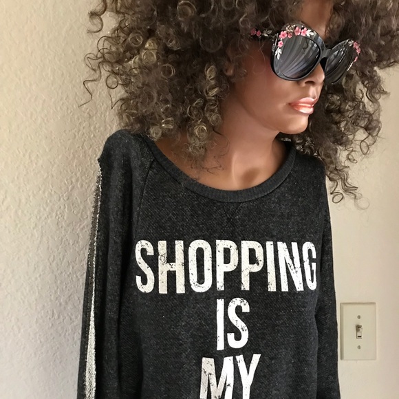 SHOPPING is my CARDIO Split SLEEVE SWEATSHIRT M - Picture 6 of 16